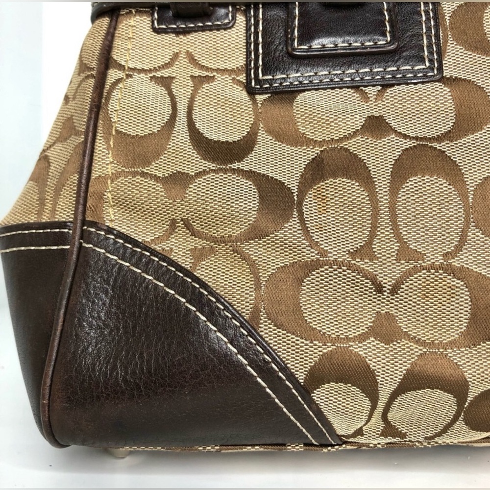 Coach Signature Hampton Canvas Jacquard Satchel Shoulder Bag Handbag Tote $500 - Picture 12 of 16